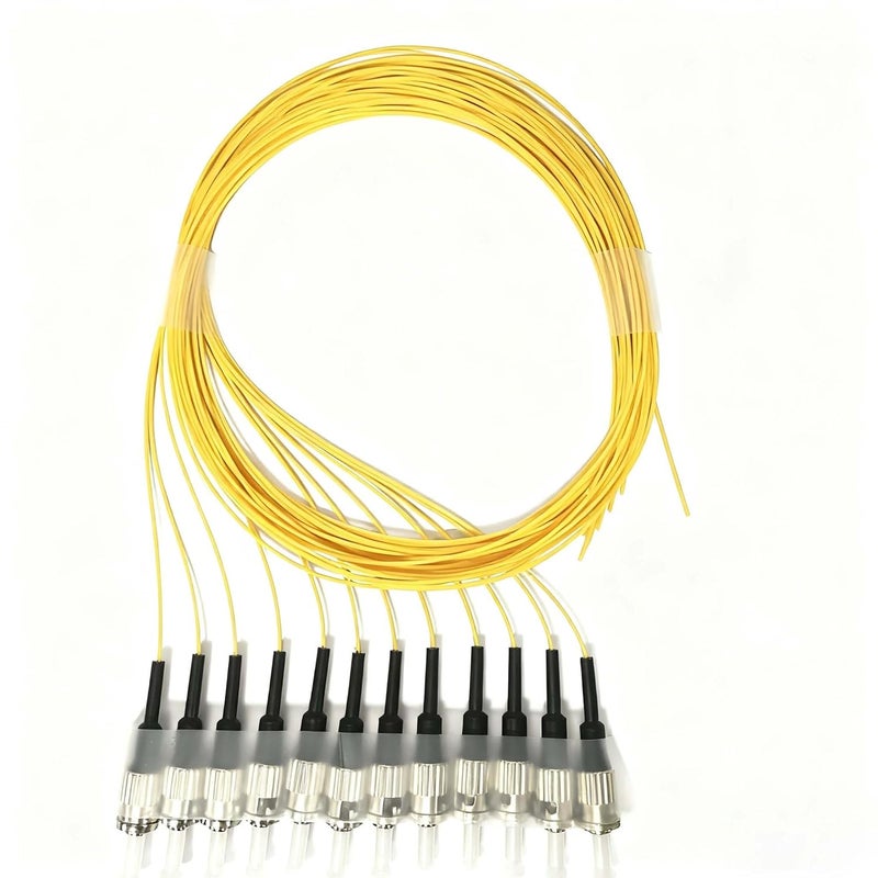 Elfcam - Fiber Optic Pigtail 12 Fibers Singlemode Simplex ST/UPC 9/125um OS2, Yellow - Image 1